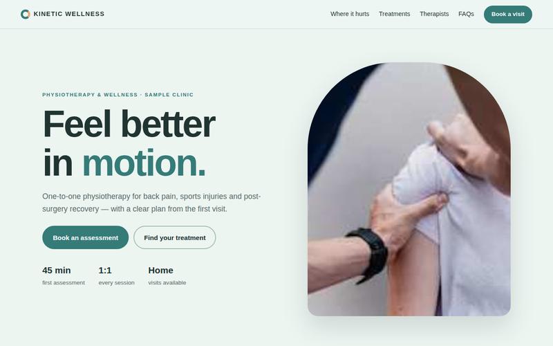 Preview of the Physiotherapy & Wellness Clinic website concept