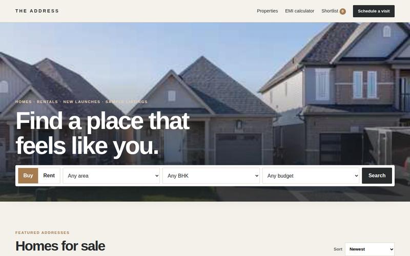 Preview of the Real Estate & Property Listings website concept
