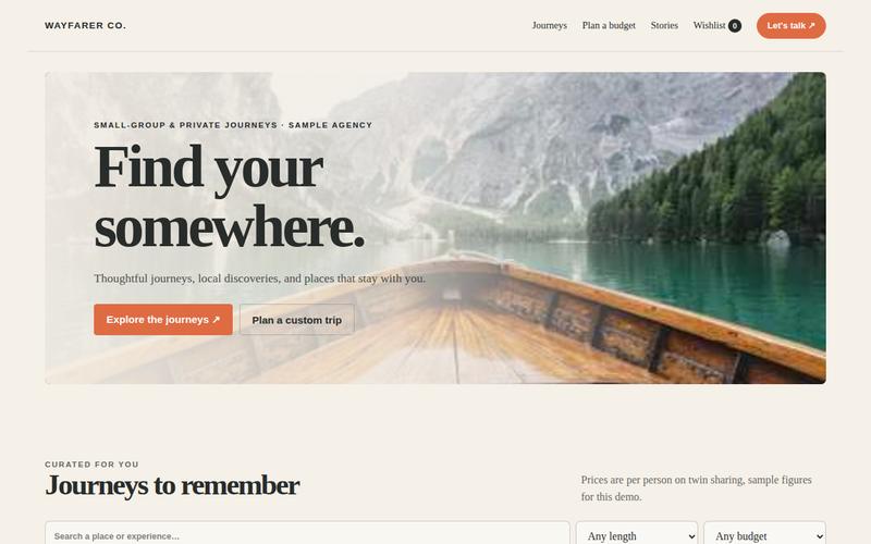 Preview of the Travel & Tour Packages website concept